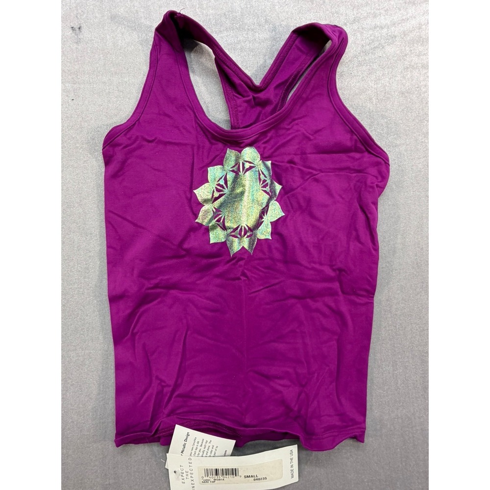NWT Vintage Carushka Bodywear Tank Top Shirt Magenta Sz Small Made in USA Tactel
